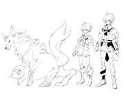 コミカライズ版「異世界転生の冒険者」のキャラクターラフイラスト。