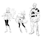 コミカライズ版「異世界転生の冒険者」のキャラクターラフイラスト。