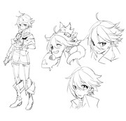 コミカライズ版「異世界転生の冒険者」のキャラクターラフイラスト。