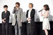 左から櫻井孝宏、宮野真守、諏訪部順一、小澤亜李。