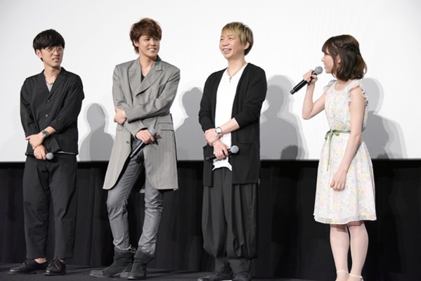左から櫻井孝宏、宮野真守、諏訪部順一、小澤亜李。