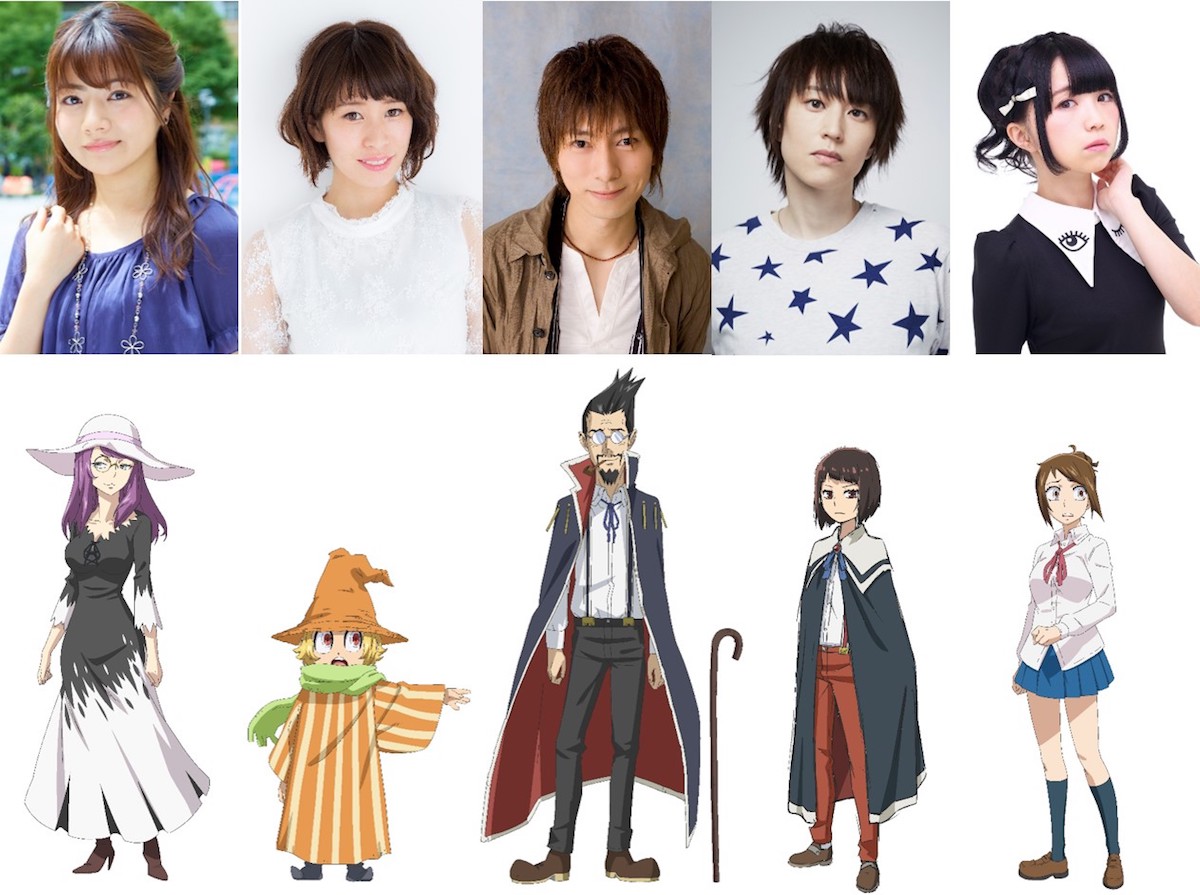 左から黒鳥理緒（リオ）を演じる明坂聡美、我孫子優（ビコ）を演じる河村梨恵、ペイジ・クラウスを演じる羽多野渉、今井玲子を演じる斎賀みつき、竹乃内菜々（ナナ）を演じる野水伊織。
