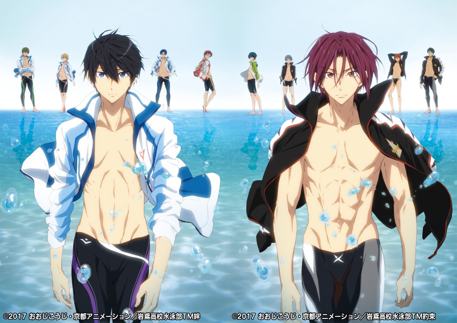 「劇場版 Free! -Timeless Medley- 絆」、「劇場版 Free! -Timeless Medley- 約束」ビジュアル。