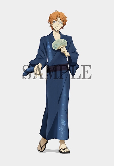 描き下ろしの浴衣姿の谷崎潤一郎。