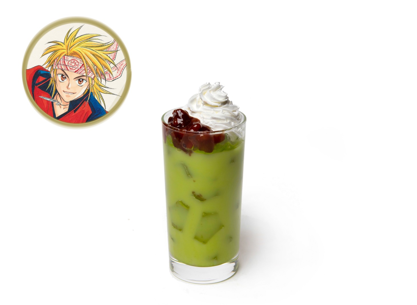 佐藤成樹をイメージした「藤村茶屋の抹茶とあずきの和風ラテ」。