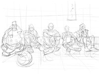 「新装再編版」全20巻の購入者にプレゼントされる「県大会“決戦前夜”特大ポスター」のラフ画。(c)井上雄彦 I.T.Plannig,Inc.