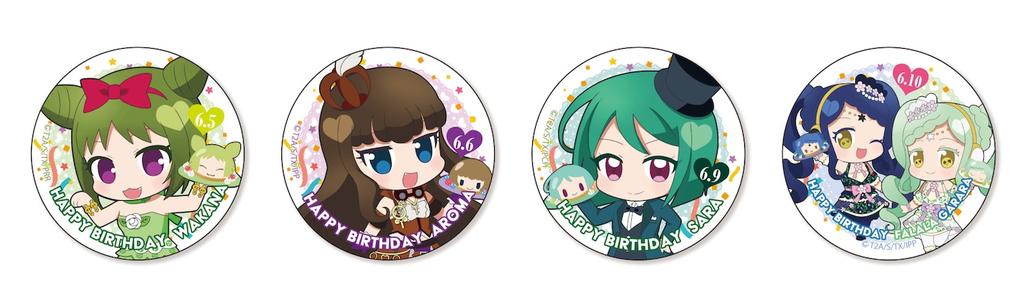 「バースデーデフォルメ 缶バッジ」(c)T2A/S/TX/PRR (c)T2A/S/TX/IPP (c)T2A/S/TX/PCH