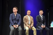 左からOLMプロデューサーの古市直彦氏、テレビ東京執行役員アニメ局長の川崎由紀夫氏、バンダイ取締役の水野貴大氏。