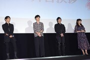 左から津田健次郎、櫻井孝宏、遊佐浩二、井上喜久子。