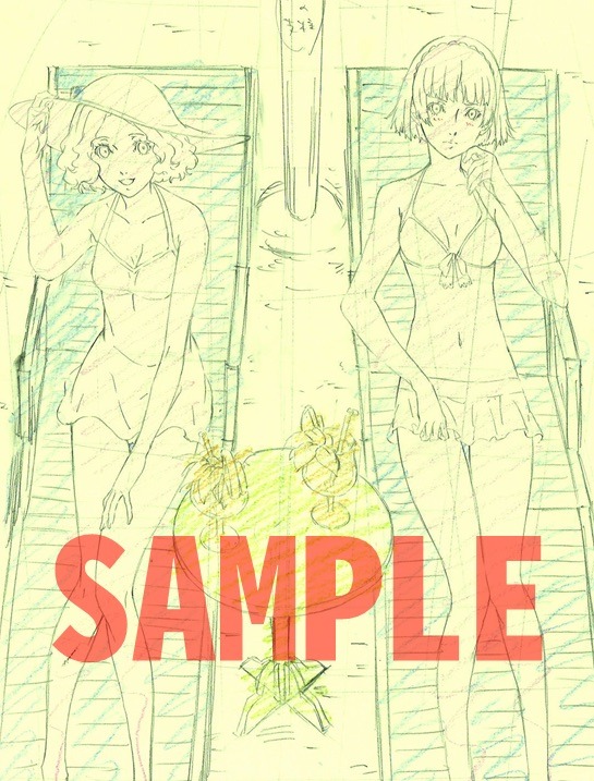 ソフマップにて、1～6巻の連動購入特典として用意される「描き下ろし B2 タペストリー（新島真・奥村春）」。