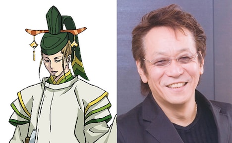 藤原道長のキャラクタービジュアルと堀内賢雄。