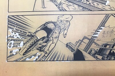 「ワイルド7 1973-74 地獄の神話 ［生原稿ver.］」下巻より、新たに発掘された1ページの一部。