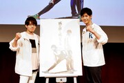 アニメ「風が強く吹いている」アニメ化発表会見の様子。左から清瀬灰二役の豊永利行、蔵原走役の大塚剛央。