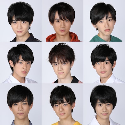 上段左から高橋優斗、井上瑞稀、道枝駿佑。中段左から佐藤龍我、岩崎大昇、長尾謙杜。下段左から織山尚大、西村拓哉、嶋崎斗亜。