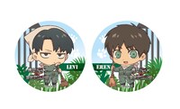 「エレン飼育係Ver.＆リヴァイ飼育係Ver. 缶バッジ2個セット」