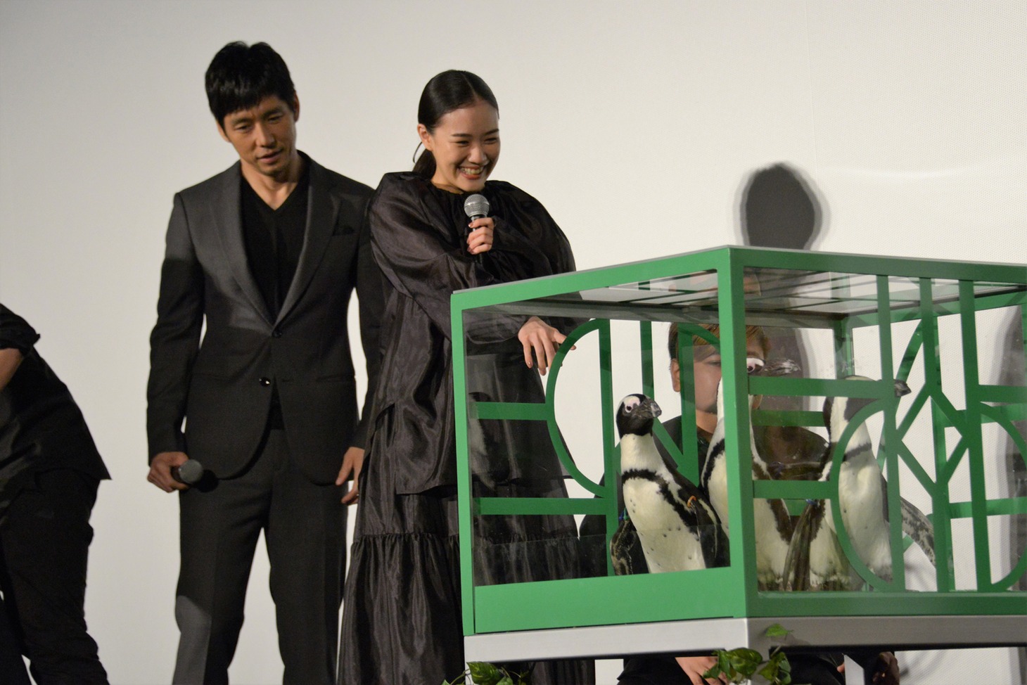 登場したペンギンに夢中の蒼井優。