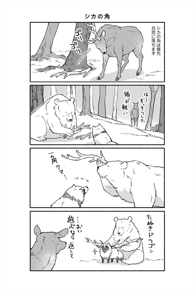 「クマとたぬき」より。