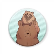 「クマたぬ缶バッジ さわやかグリーン」