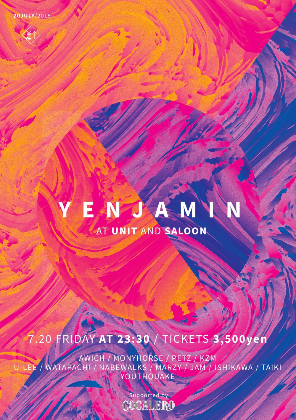 「YENJAMIN SP - kZm "DIMENSION" RELEASE TOUR FINAL - Supported by COCALERO」フライヤー