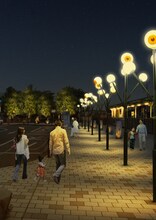 “水木しげるロード”リニューアル後の夜間ライトアップ演出イメージ。