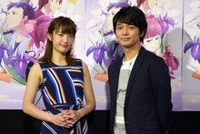 テレビアニメ「つくもがみ貸します」会見の様子。左から小松未可子、榎木淳弥。