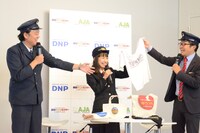 企画展「アニメと鉄道展」記者発表会の様子。