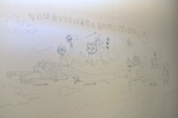 羽海野チカの手描き壁面イラスト。