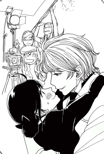 米代恭と大童澄瞳によるコラボイラストのラフ。