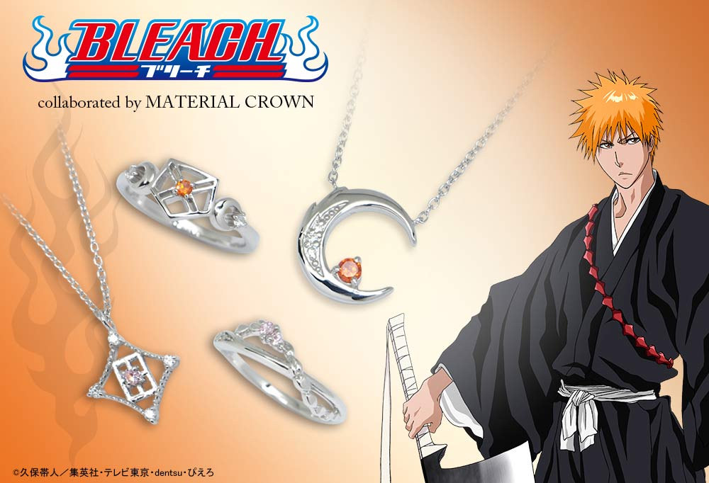 アニメ「BLEACH」と、MATERIAL CROWNによるコラボアイテムのビジュアル。