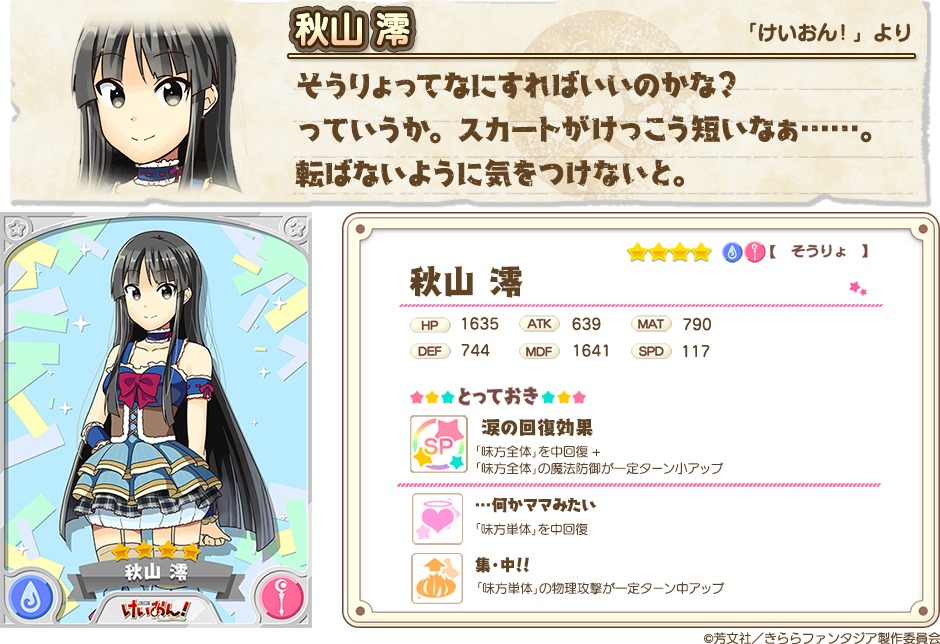 秋山澪のキャラクタービジュアル。