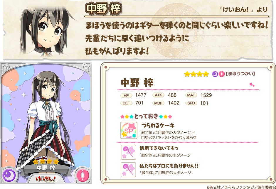 中野梓のキャラクタービジュアル。