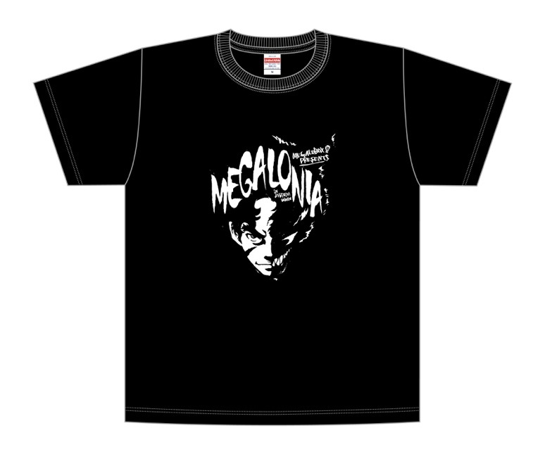 「メガロボクス presents メガロニア in SHIBUYA WWW」で販売される、森山洋監督描き下ろしイラストをあしらったTシャツ。