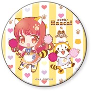 「プリティーオールフレンズ」と「あらいぐまラスカル」のコラボ缶バッジ・あいら。