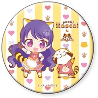 「プリティーオールフレンズ」と「あらいぐまラスカル」のコラボ缶バッジ・みあ。