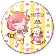 「プリティーオールフレンズ」と「あらいぐまラスカル」のコラボ缶バッジ・なる。