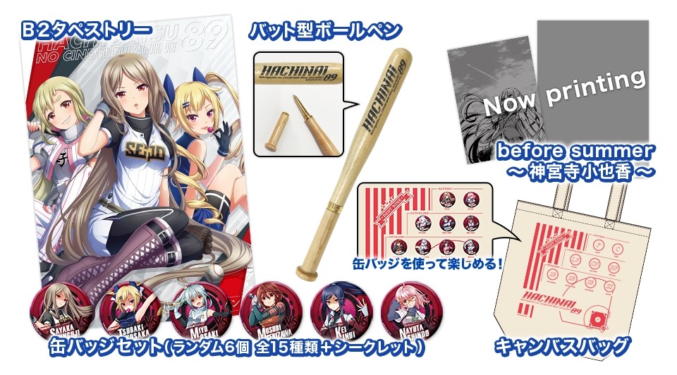 コミックマーケット94で販売される「八月のシンデレラナイン」のグッズ。