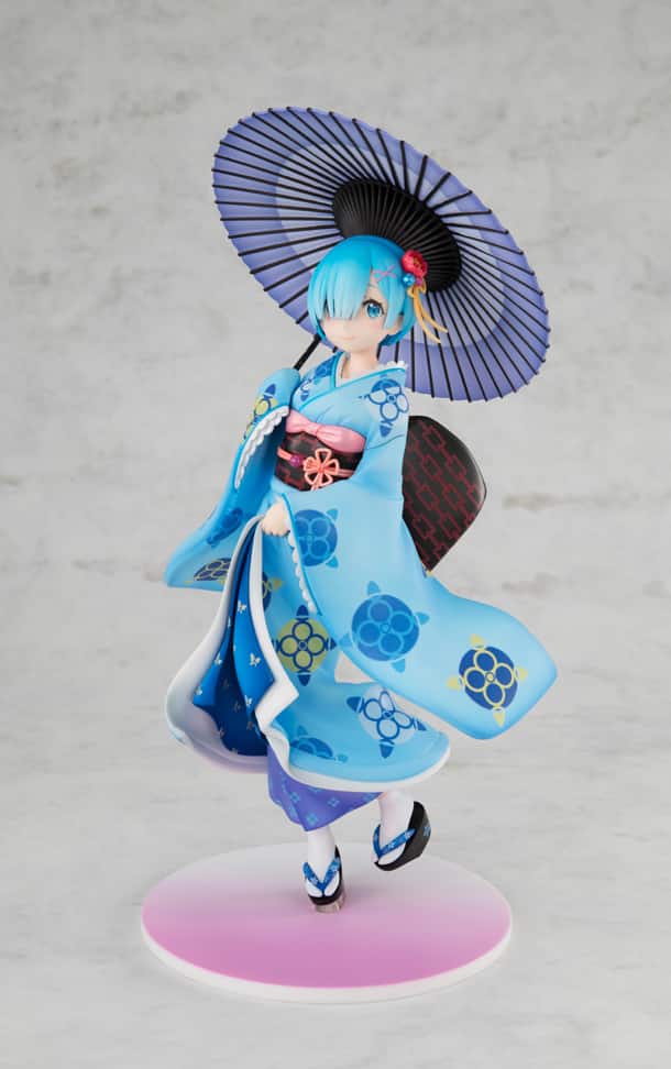 リゼロ レム浮世絵ver 着物姿に番傘を持った和風ビジュアルのフィギュア コミックナタリー