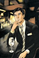 「会長 島耕作」と獺祭のコラボビジュアル。 (c)弘兼憲史／講談社