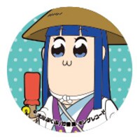 「ポプテピピックキャンバスショルダートート（缶バッジ2個付き）」の缶バッジ。