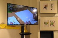 モニターで上映されている作画動画。