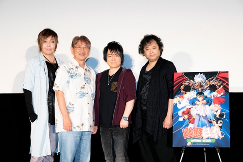 左から緒方恵美、千葉繁、佐々木望、檜山修之。