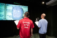 バイきんぐのアフレコ風景。