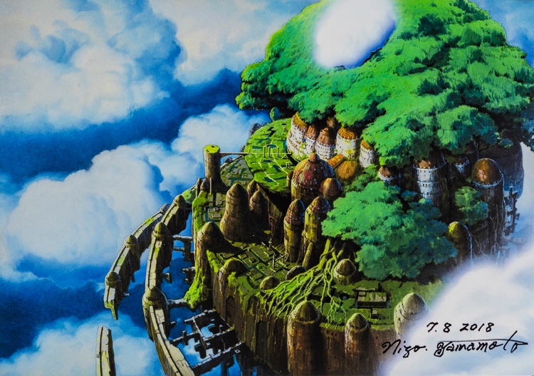 映画「天空の城ラピュタ」の劇中シーン「漂うラピュタ」の複製画。