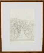 映画「時をかける少女」の設定画「踏切」の複製画。