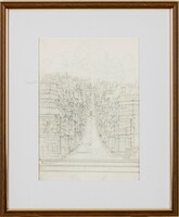 映画「時をかける少女」の設定画「踏切」の複製画。