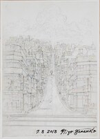 映画「時をかける少女」の設定画「踏切」の複製画。