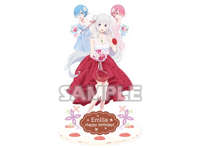 「Re:ゼロから始めるエミリアの誕生日生活2018 in渋谷マルイ」で販売される「アクリルジオラマ エミリアバースデー2018ver.」。
