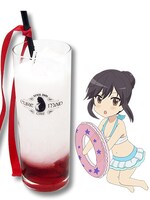 ドリンク「一条蛍 ストロベリーシロップ×ミルク＋黒ストロー＋赤リボン」