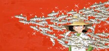 「山魚女群泳」レフグラフファイン (c)矢口高雄 山魚女群泳