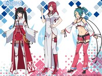 TVアニメ「CONCEPTION」キャラクタービジュアル。左からルカ、レオーネ、ファルン。